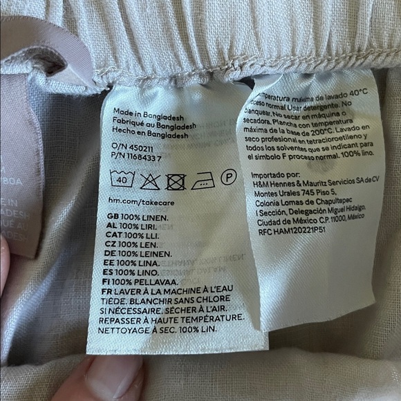H&M %100 Linen Cream Lounge Casual Shorts - Picture 4 of 6